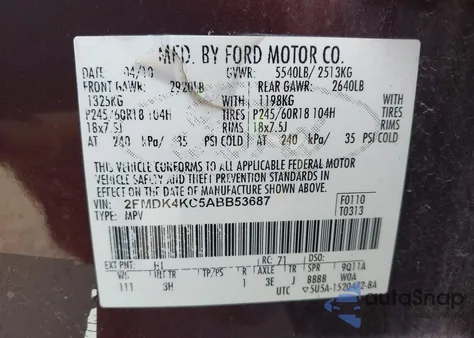 2010 Ford Edge Limited from USA, damaged, VIN 2FMDK4KC5ABB53687